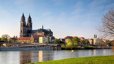 Blick auf Magdeburg mit Elbe